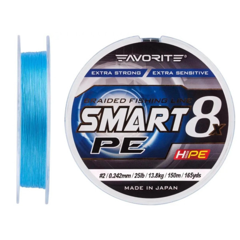 Шнур Favorite Smart PE 8x 150м 2.0/0.242mm 25lb/13.8kg Sky Blue (1693.10.76)