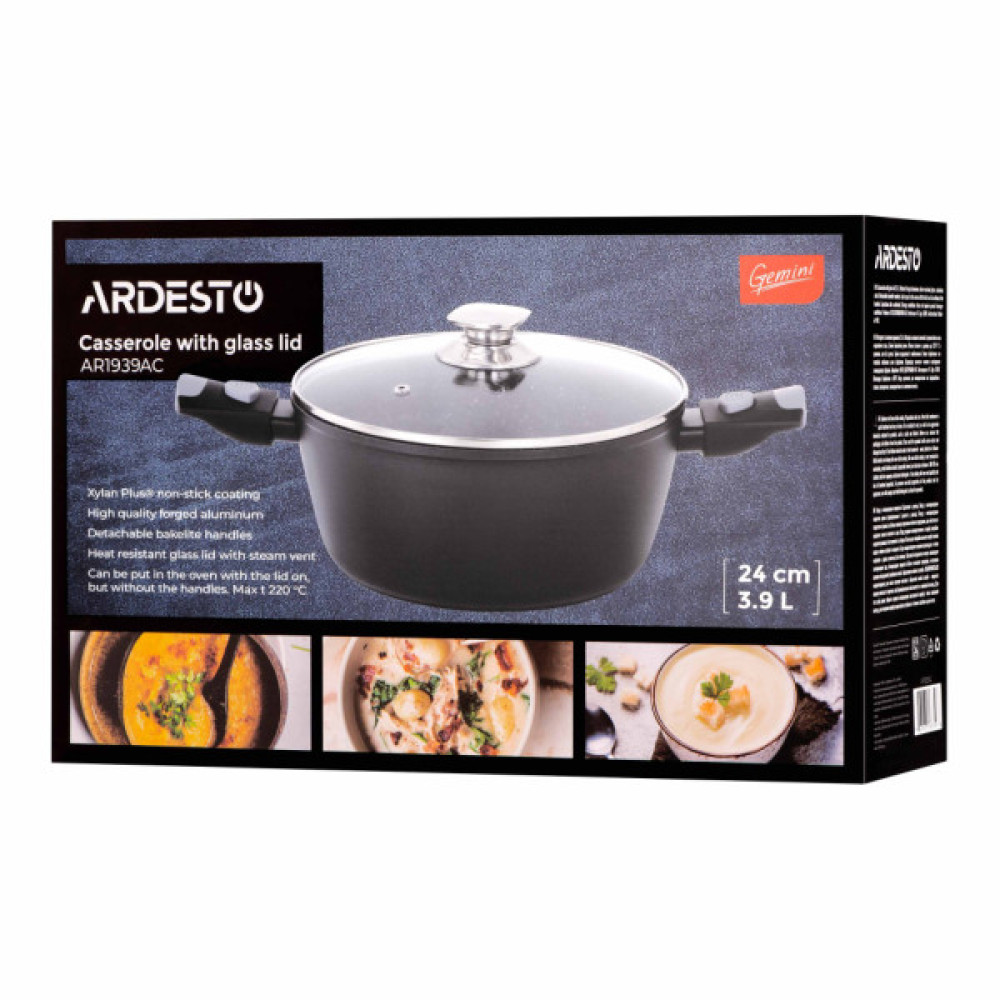 Каструля Ardesto Gemini Bari, 3.9л, алюміній, чорний (AR1939AC)