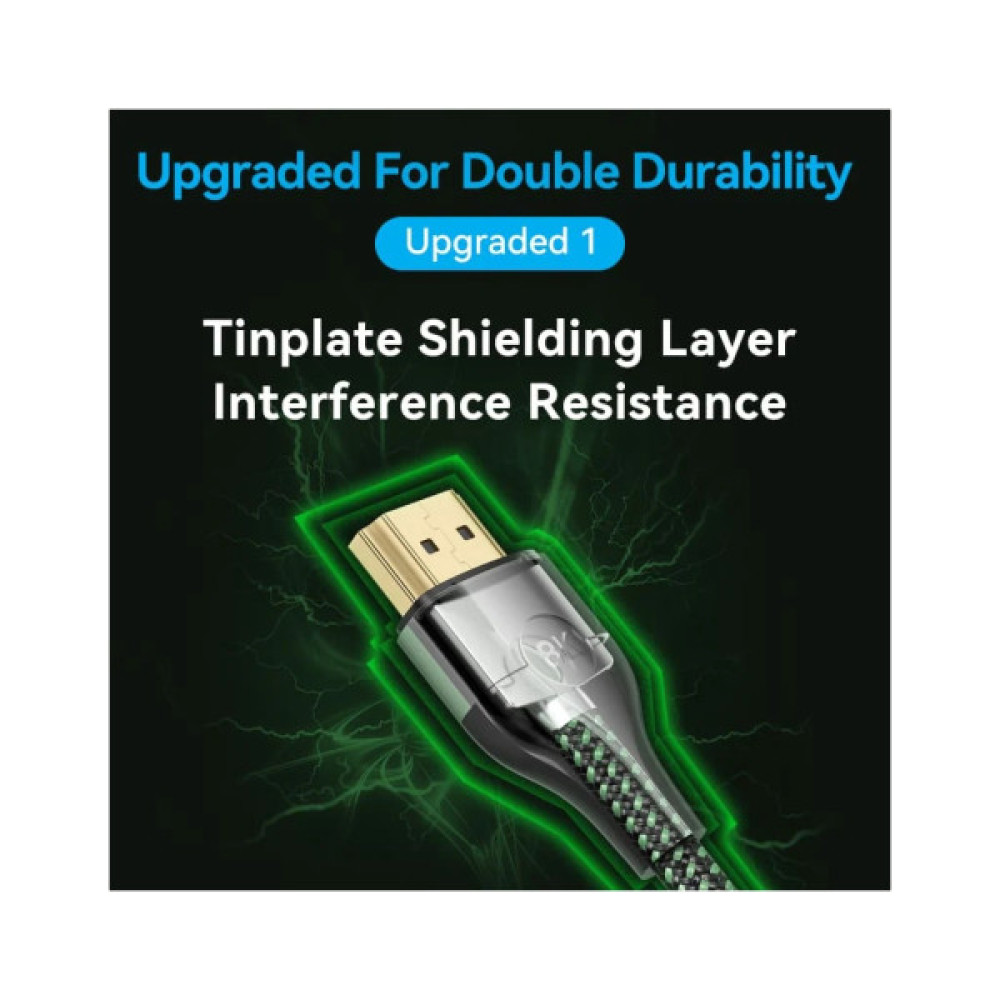 Кабель мультимедійний HDMI M to HDMI M 1.0m 8K ultra thin cotton braided green Vention (ALOGF)