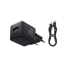 Зарядний пристрій Baseus 1xUSB-C PD20W + 1xUSB + cable USB-C to USB-C white (P10111608113-01)