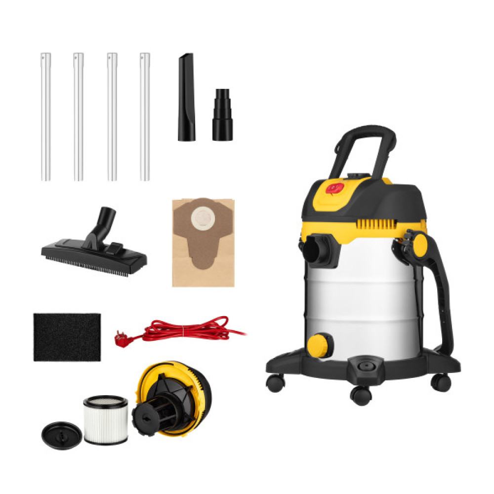 Пилосос професійний 2E PowerClean 20S 1200Вт 17кПа контейнер 20л розетка 220В/2000Вт вологе/сухе прибирання функція повітродувки IPX4 5.6кг