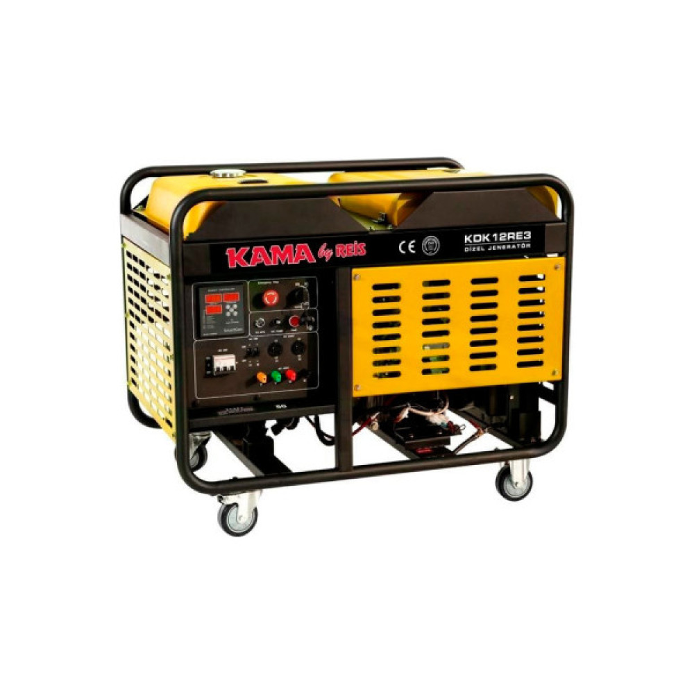 Генератор KAMA дизельний KDK12RE3, 3-ф. 220/400V, 50Hz, 12kVA/10kW, 34л, 3 л/год, стартер, водяне охолодження (KDK12RE3)