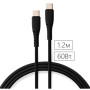 Дата кабель USB-C to USB-C 1.2m 60W Silicon Black Vinga (VCDCCC2612SB)