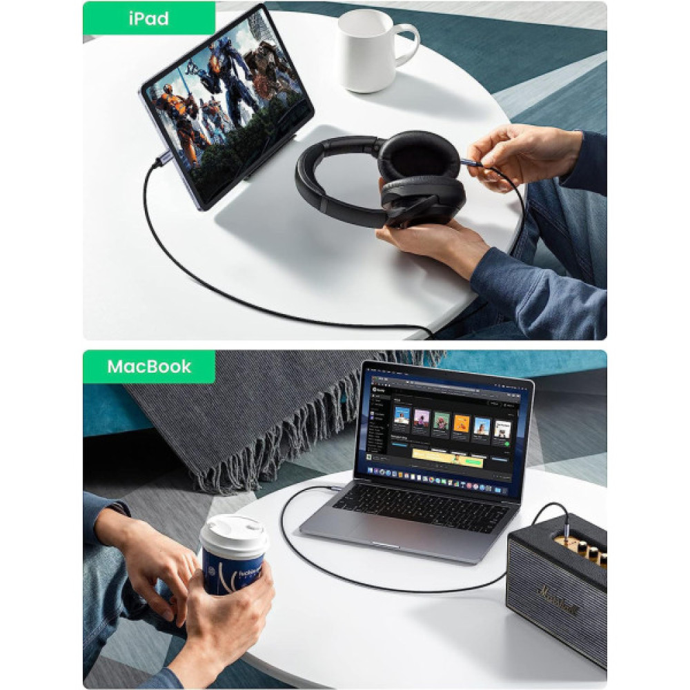 Кабель мультимедійний USB-C to 3.5mm M 1.0m CM450 UGREEN (20192)