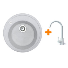 Набір кухонна Adamant Sun, штучний камінь, кругла, без крила, 510x200мм, чаша - 1, врізна, Old stone + змішувач