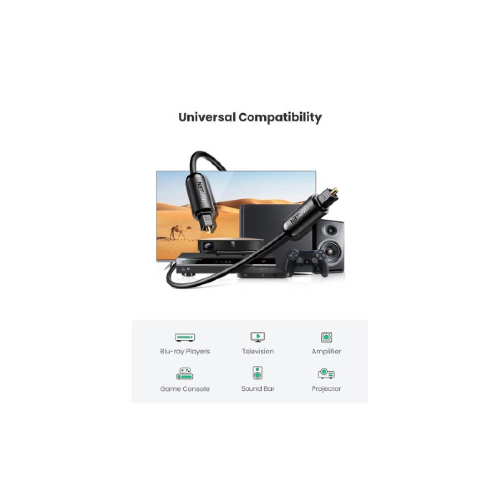 Кабель мультимедійний Optical Toslink 2.0m AV122 black Ugreen (70892)
