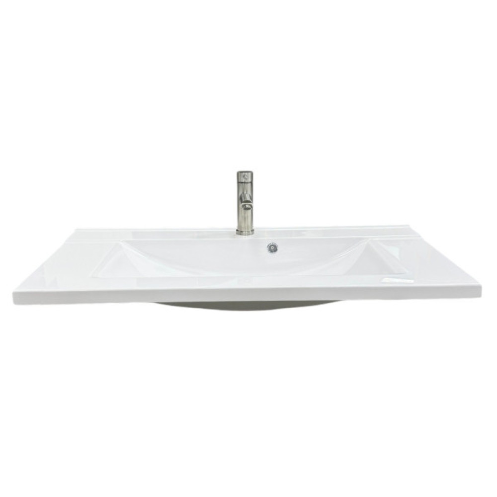 Набір для ванної кімнати, раковина, умивальник Adamant QUANTO 100, штучний камінь, прямокут., з сифоном Click-Clack + змішувач