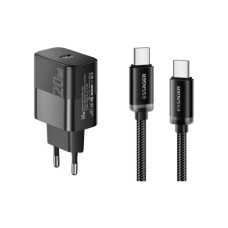 Зарядний пристрій Essager USB-C PD20W + cable USB-C to USB-C 60W black (E20JSB1-SYTT1-T)