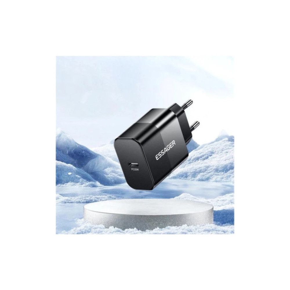 Зарядний пристрій Essager USB-C PD20W + cable USB-C to USB-C 60W black (E20JSB1-SYTT1-T)
