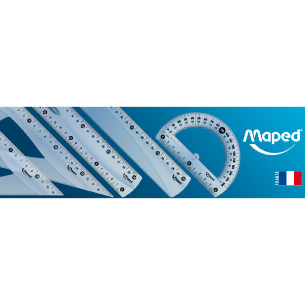 Лінійка Maped набір ESSENTIALS Mini, 15см, 4 предмета, прозорий (MP.242815)