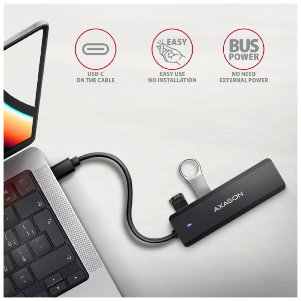 Концентратор AXAGON USB-C to 4xUSB 3.0 black (HUE-C1C)