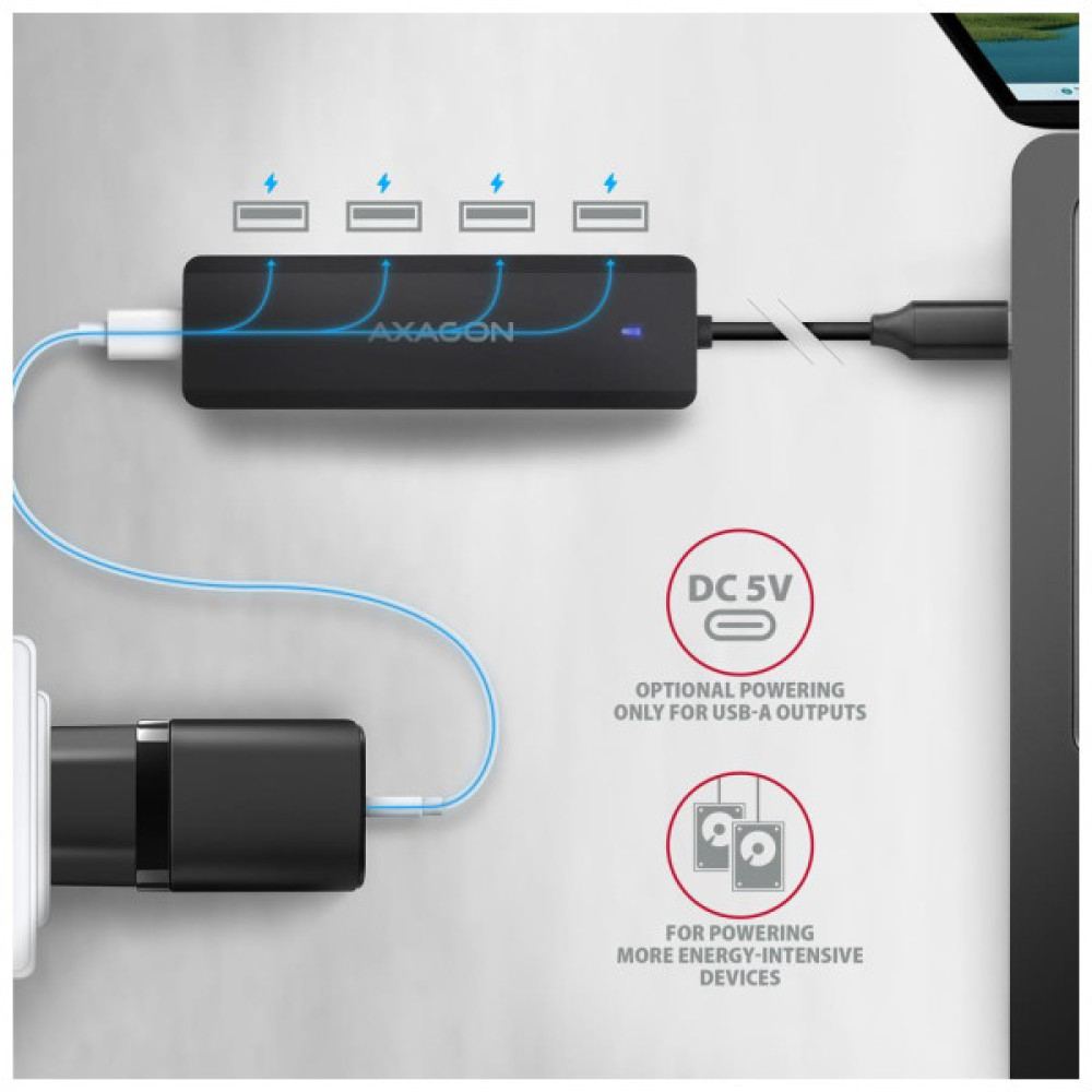 Концентратор AXAGON USB-C to 4xUSB 3.0 black (HUE-C1C)