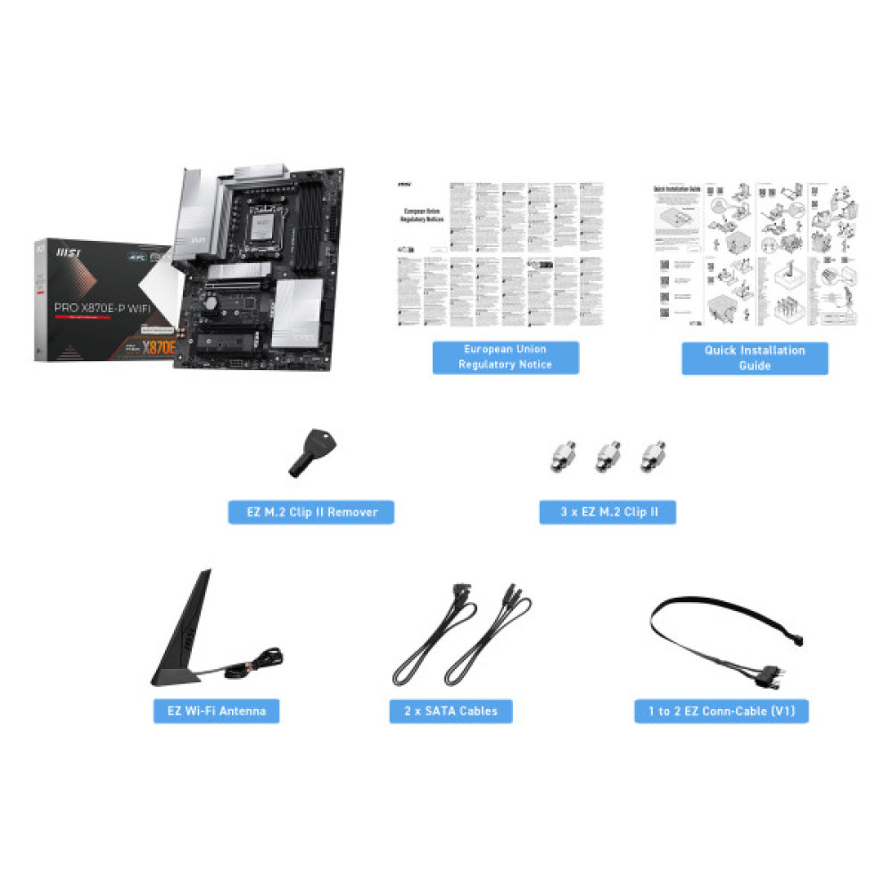 Материнcька плата MSI PRO X870E-P WIFI sAM5 X870E 4xDDR5 M.2 HDMI WiFi BT ATX