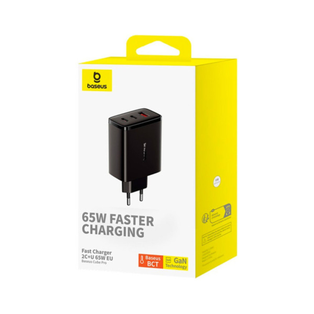 Зарядний пристрій Baseus Cube Pro Fast Charger 2C+U 65W black (P10152301113-00)