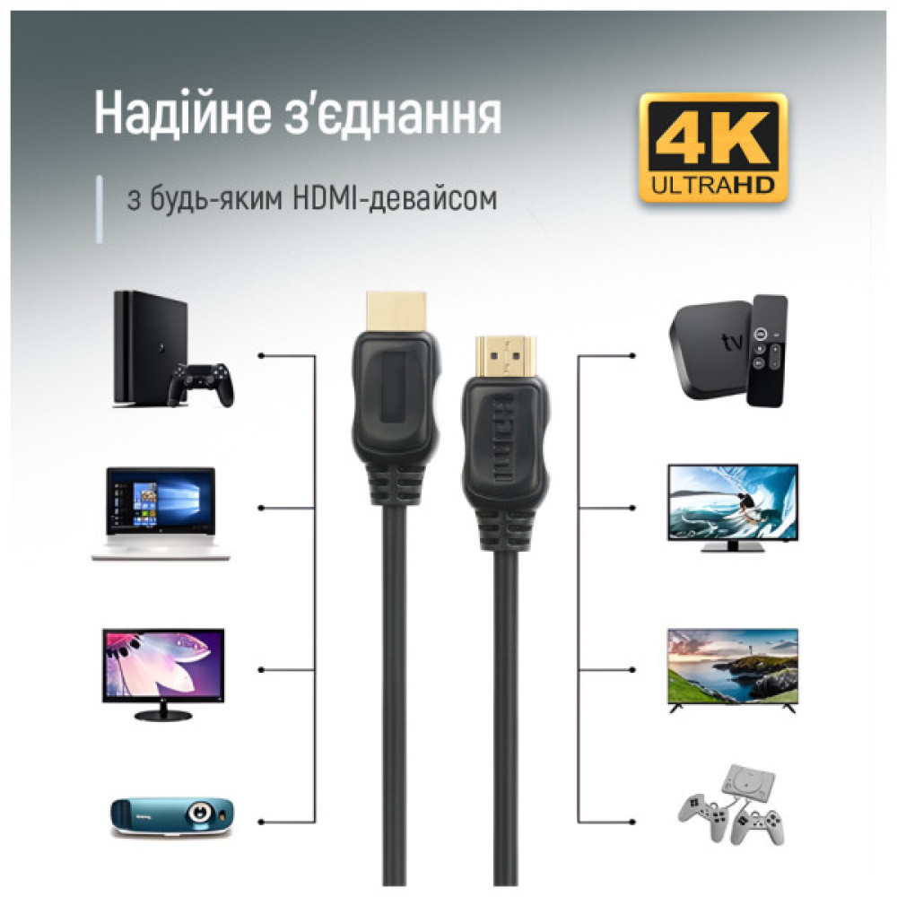 Кабель мультимедійний HDMI M to HDMI M 3.0m V2.0 4K60Hz black ColorWay (CW-CBHD079-BK)