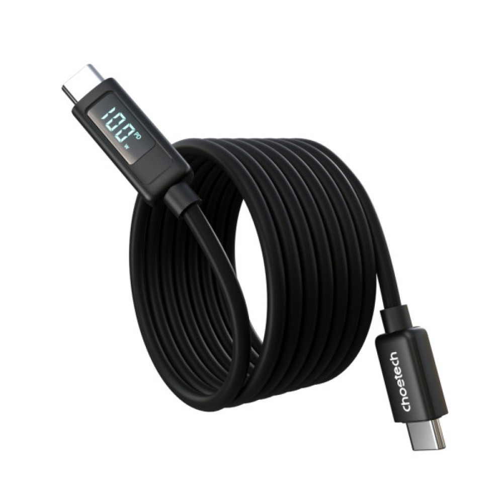 Дата кабель USB-C to USB-C 1.2m PD100W digital display silicone Choetech (XCC-1064)
