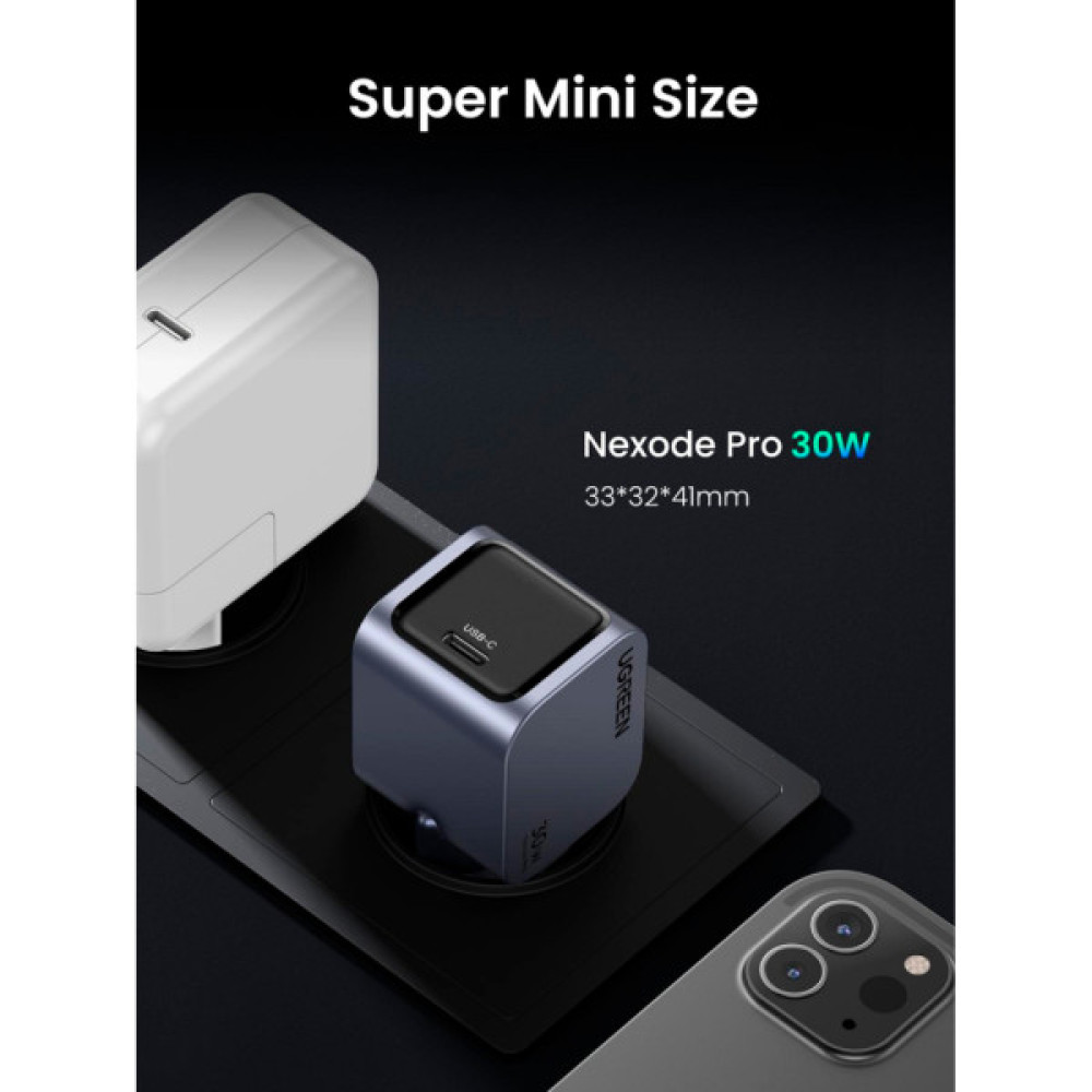 Зарядний пристрій Ugreen USB-C PD30W GaN X703 gray (35006)