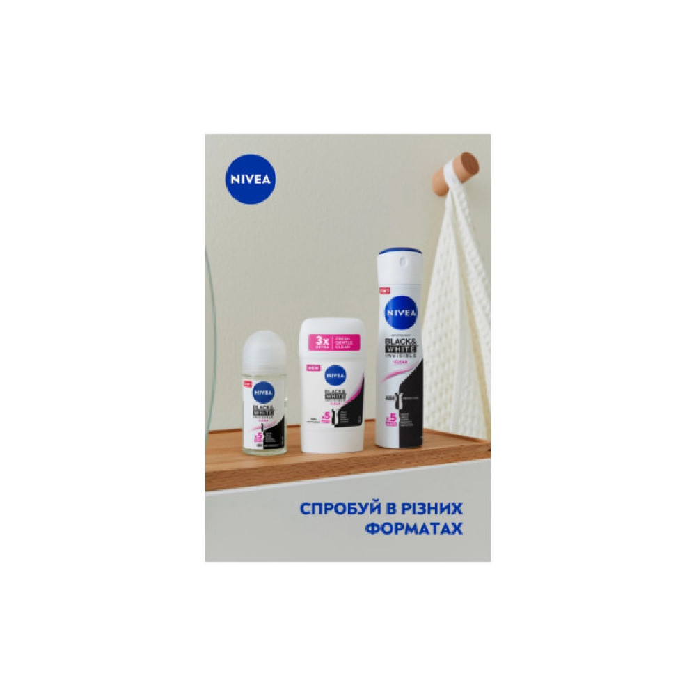 Антиперспірант Nivea Clear Чорне та Біле Невидимий 50 мл (42438991)