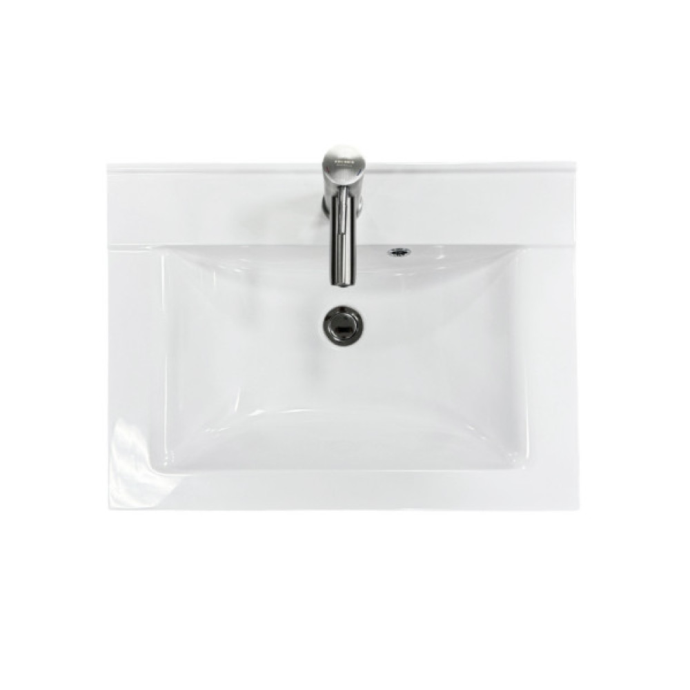 Набір для ванної кімнати, раковина, умивальник Adamant QUANTO 60, штучний камінь, прямокут., з сифоном Click-Clack + змішувач