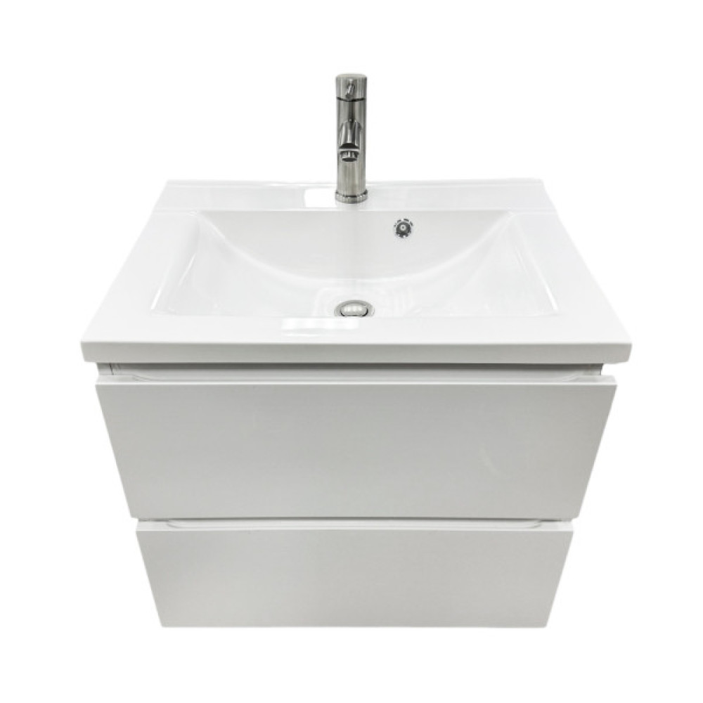 Набір для ванної кімнати, раковина, умивальник Adamant QUANTO 60, штучний камінь, прямокут., з сифоном Click-Clack + змішувач