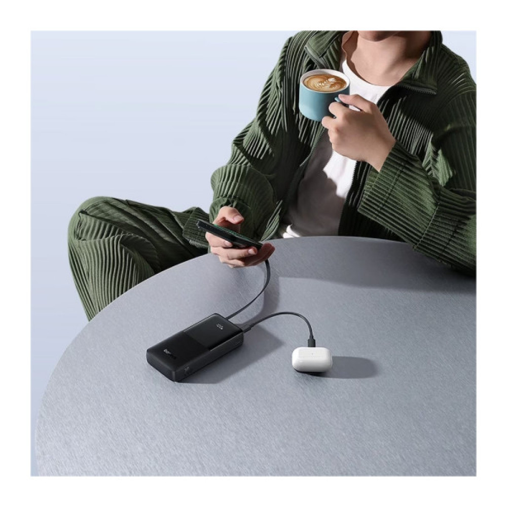 Батарея універсальна Baseus Bipow 2 Digital Display 10000mAh 20W with Built-in USB-C Cable Black (P10077101113-00)