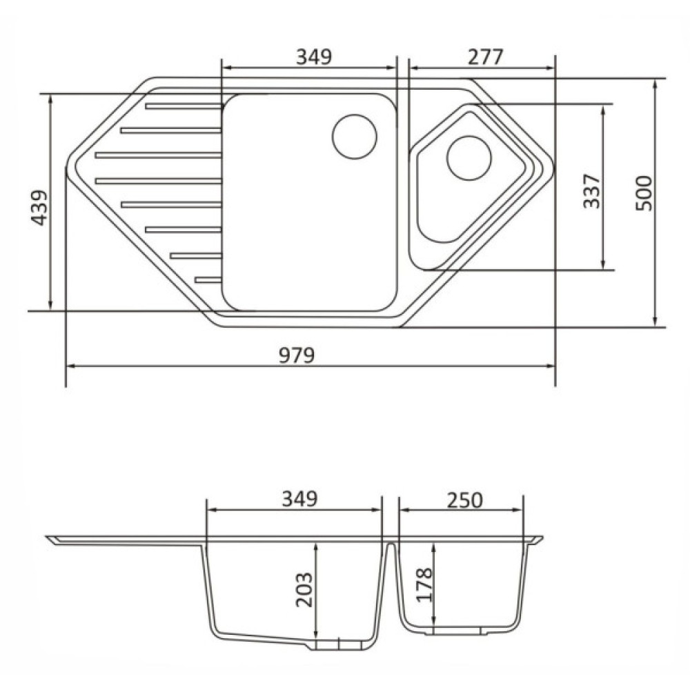 Мийка кухонна GRANADO IBIZA black shine (gr1801)