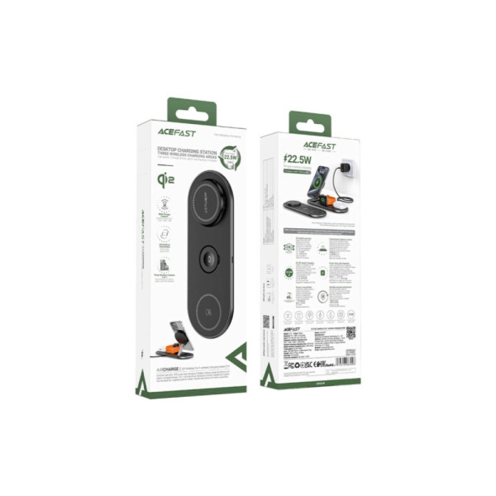 Зарядний пристрій Acefast Wireless QI 3in1 15W E19 Qi2 (6974316283096)