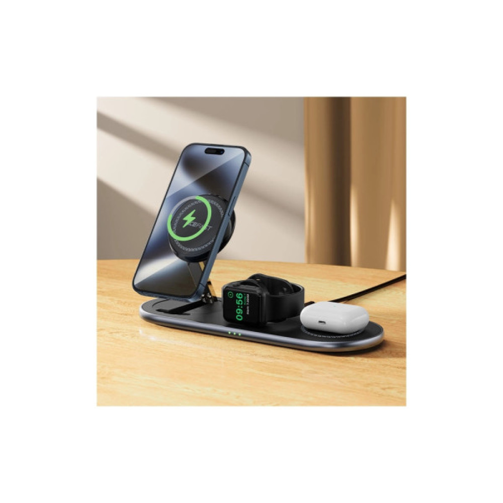 Зарядний пристрій Acefast Wireless QI 3in1 15W E19 Qi2 (6974316283096)