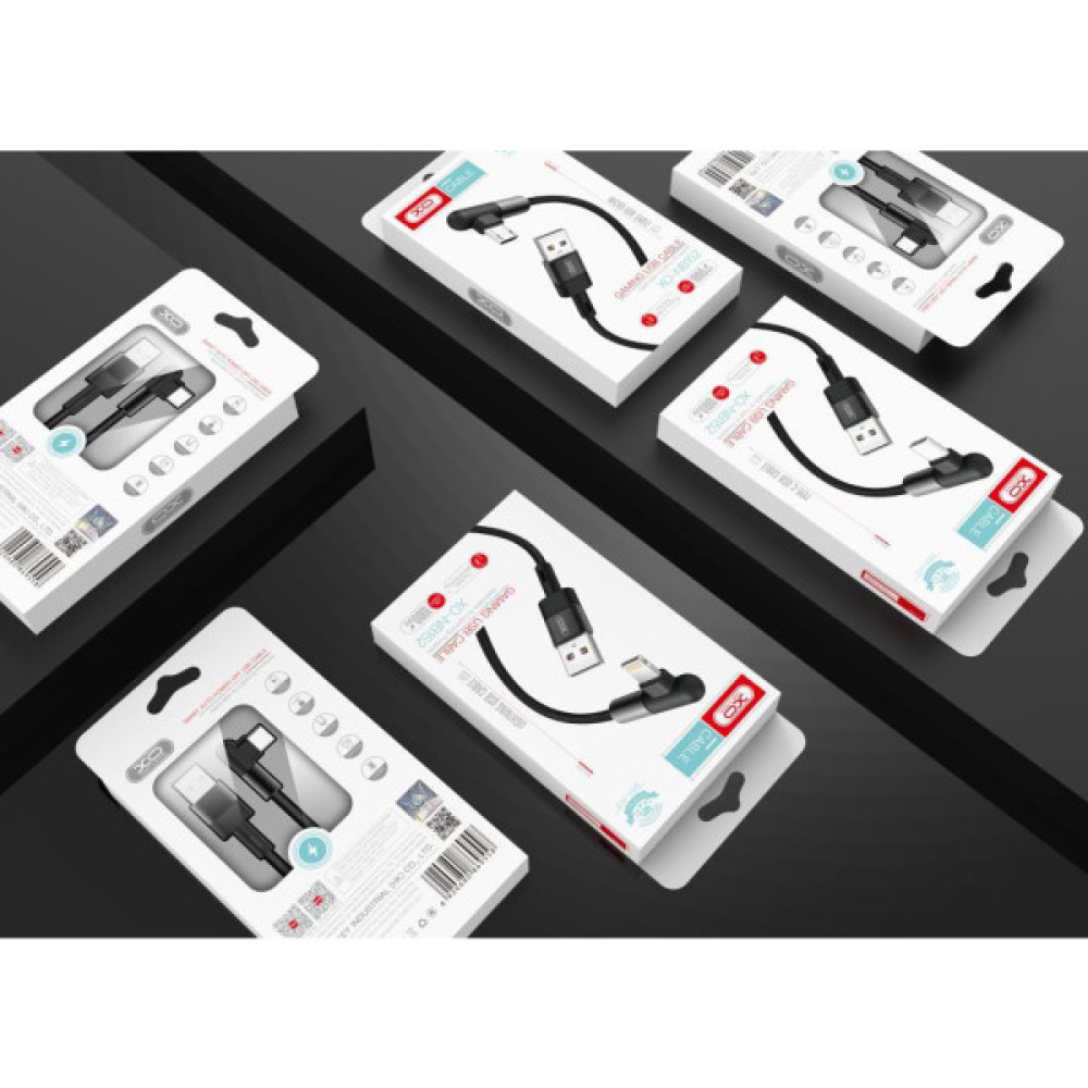 Дата кабель USB 2.0 AM to Lightning 1.0m 2.4A 90° corner white XO (NB152-L-1-WH)
