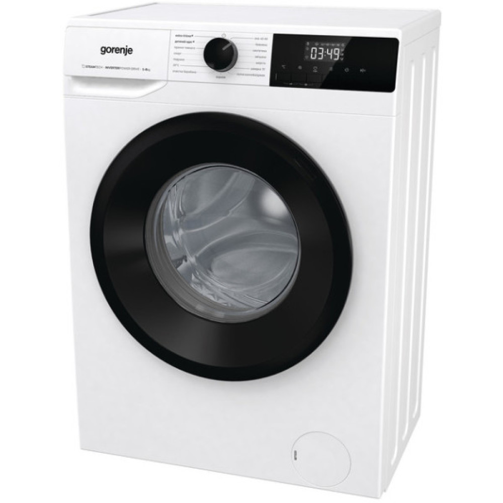 Пральна машина Gorenje фронтальна, 8кг, 1400, A+++, 55см, дисплей, пара, інвертор, білий