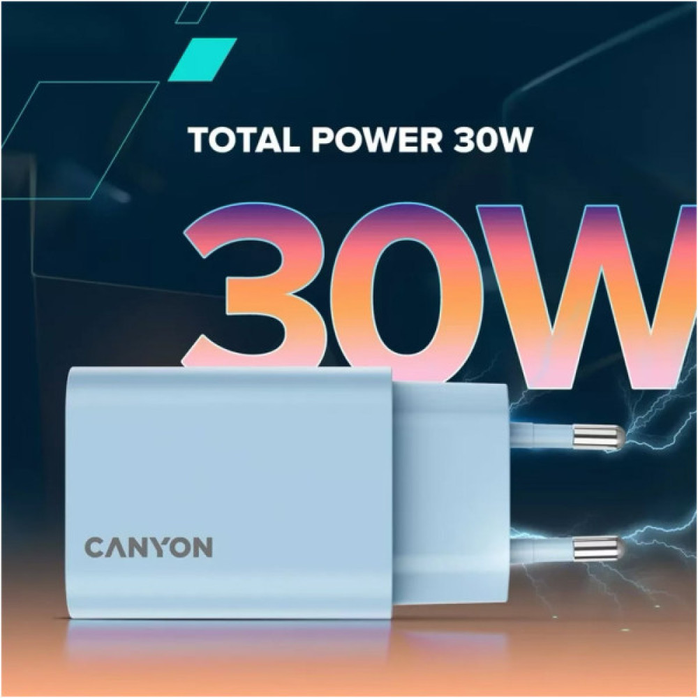 Зарядний пристрій Canyon 30CL OnCharge USB-C PD30W Purple (CNE-CHA30CLPU)