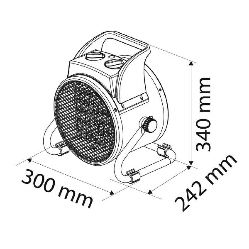 Теплова гармата електрична Neo Tools, 5кВт, 80м2, 588м3/год, 380В, керамічний нагрів. елемент (PTC), чорний, 4.22кг