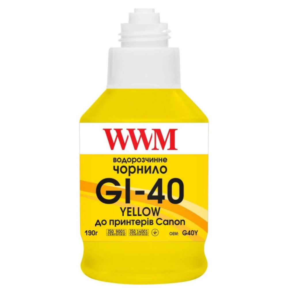 Чорнило WWM Canon GI-40 для G5040/G6040 190г Yellow (KeyLock) (G40Y)