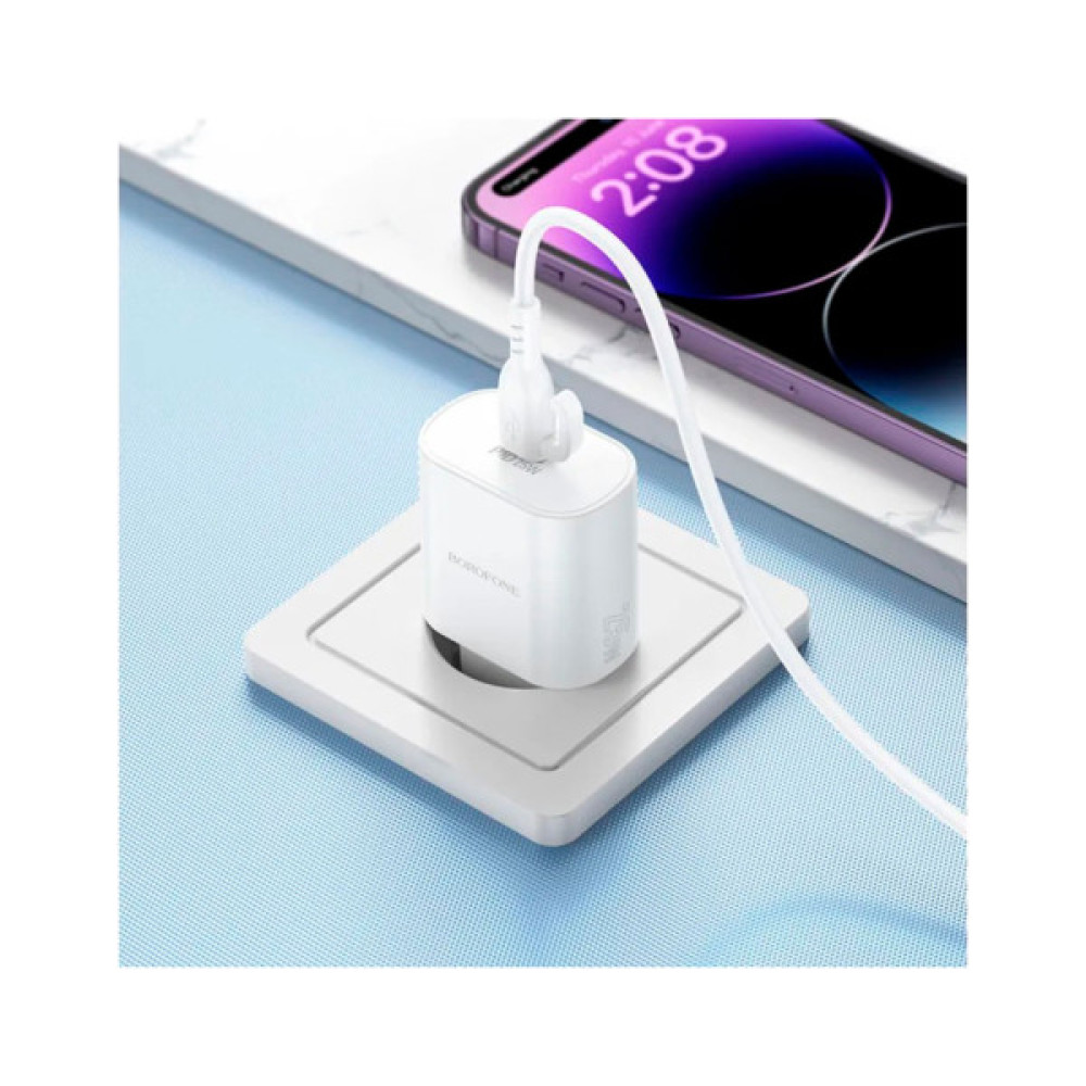 Зарядний пристрій BOROFONE BA82A Platinum USB-C PD25W + cable USB-C to USB-C White (6941991112270)