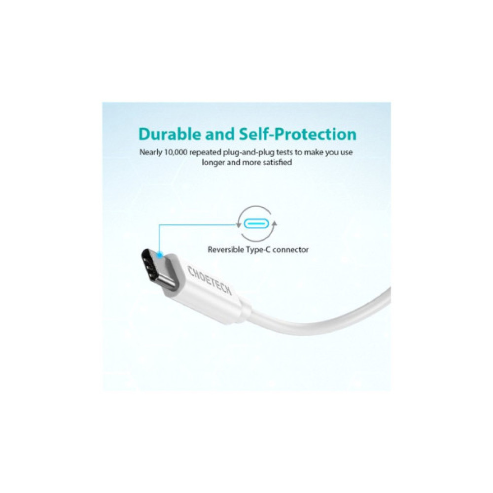 Дата кабель USB 2.0 AM to USB-C 1.0m Choetech (AC0002-WH)