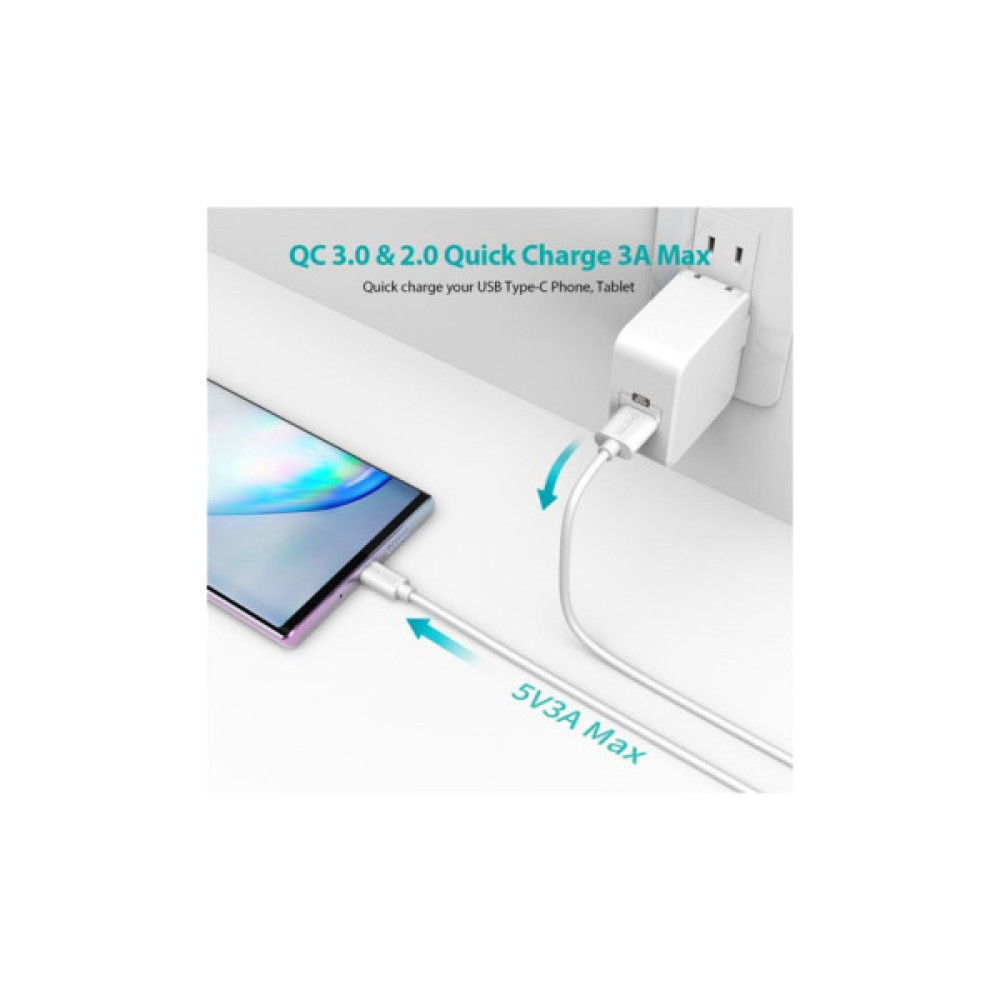 Дата кабель USB 2.0 AM to USB-C 1.0m Choetech (AC0002-WH)