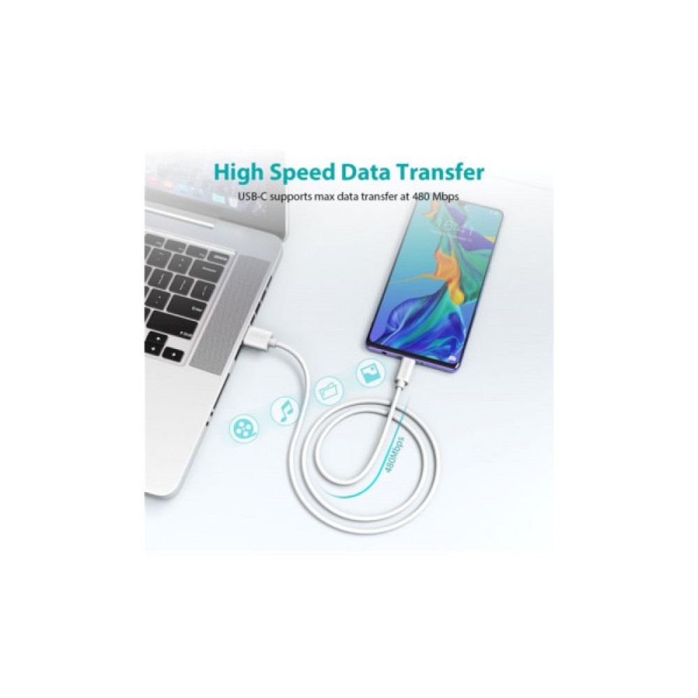 Дата кабель USB 2.0 AM to USB-C 1.0m Choetech (AC0002-WH)