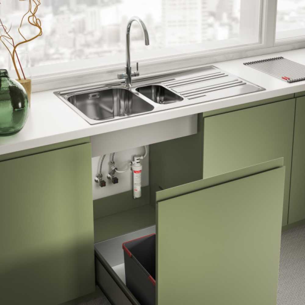 Змішувач для кухні Franke Lina J Clear Water 2.0, довж.виливу - 216 мм, поворотний, 1+1 фільтр, хром