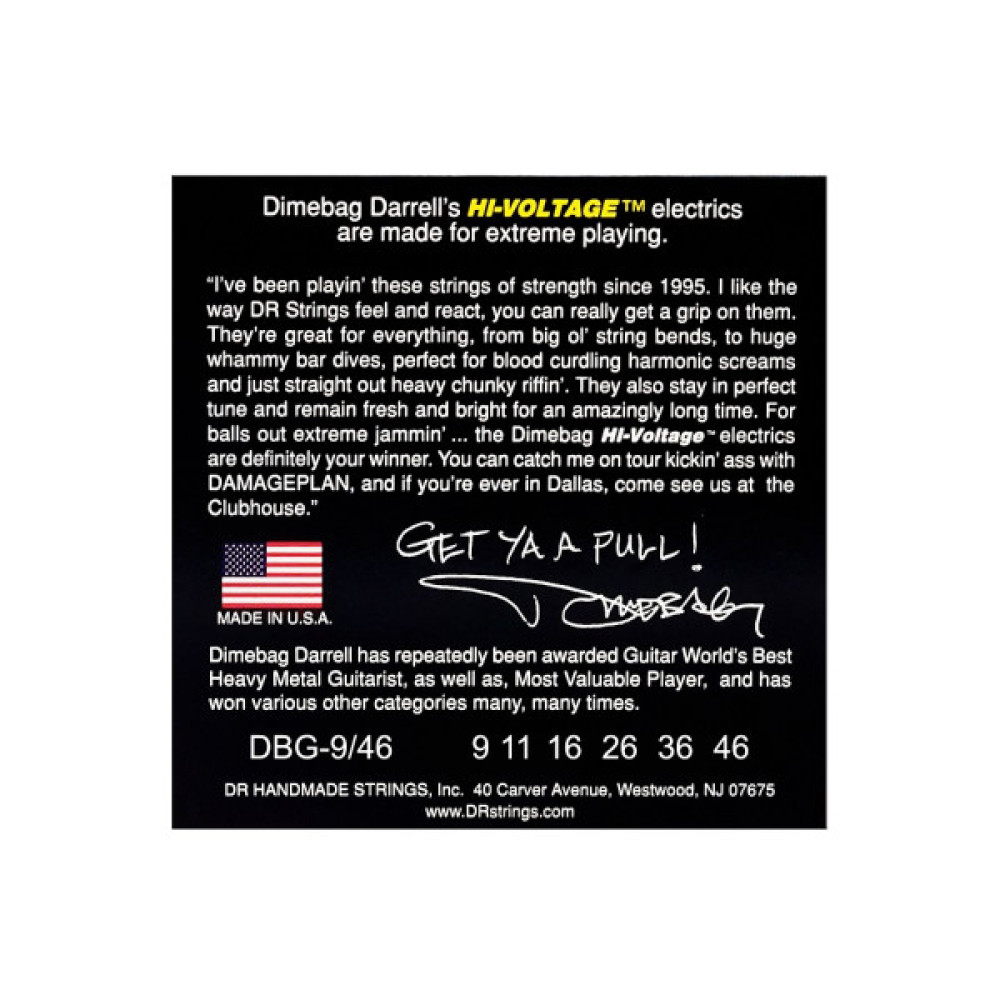 Струни для гітари DR Strings Dimebag Darrell HI-VOLTAGE Electric - Light Heavy (09-46) (DBG-9/46)