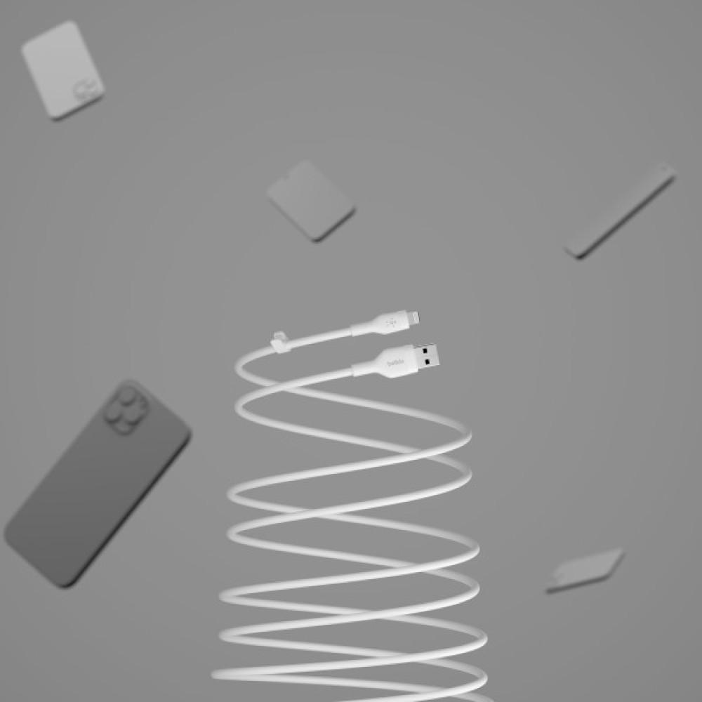 Кабель USB-A > Lightning заряджання/синхронізації Belkin 1м, силіконовий з кліпсою, білий
