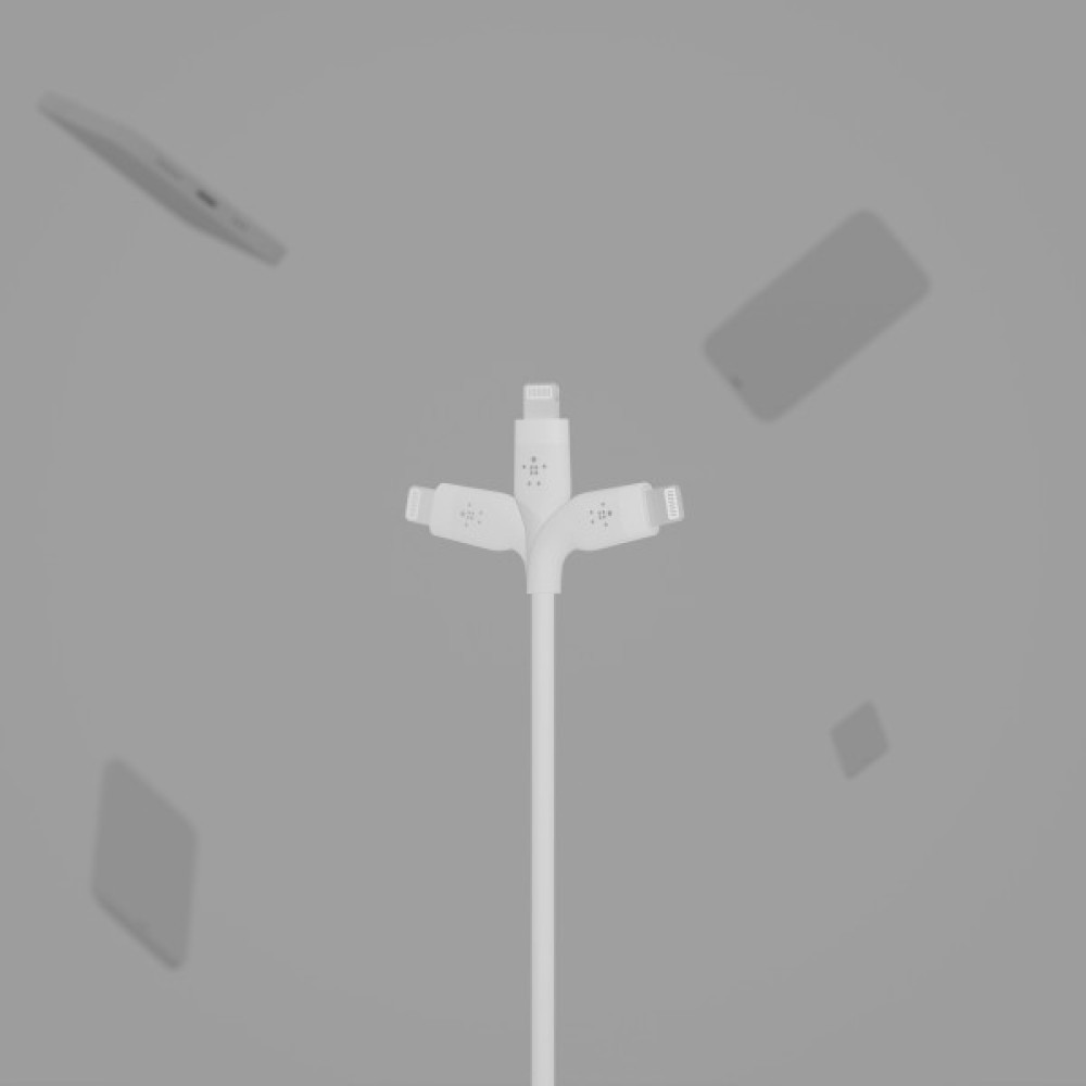 Кабель USB-A > Lightning заряджання/синхронізації Belkin 1м, силіконовий з кліпсою, білий