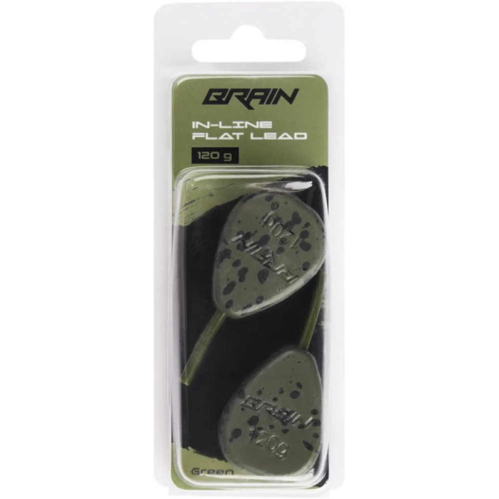 Грузило Brain In-Line Flat Lead 120g 2шт/уп Green (1858.32.08)