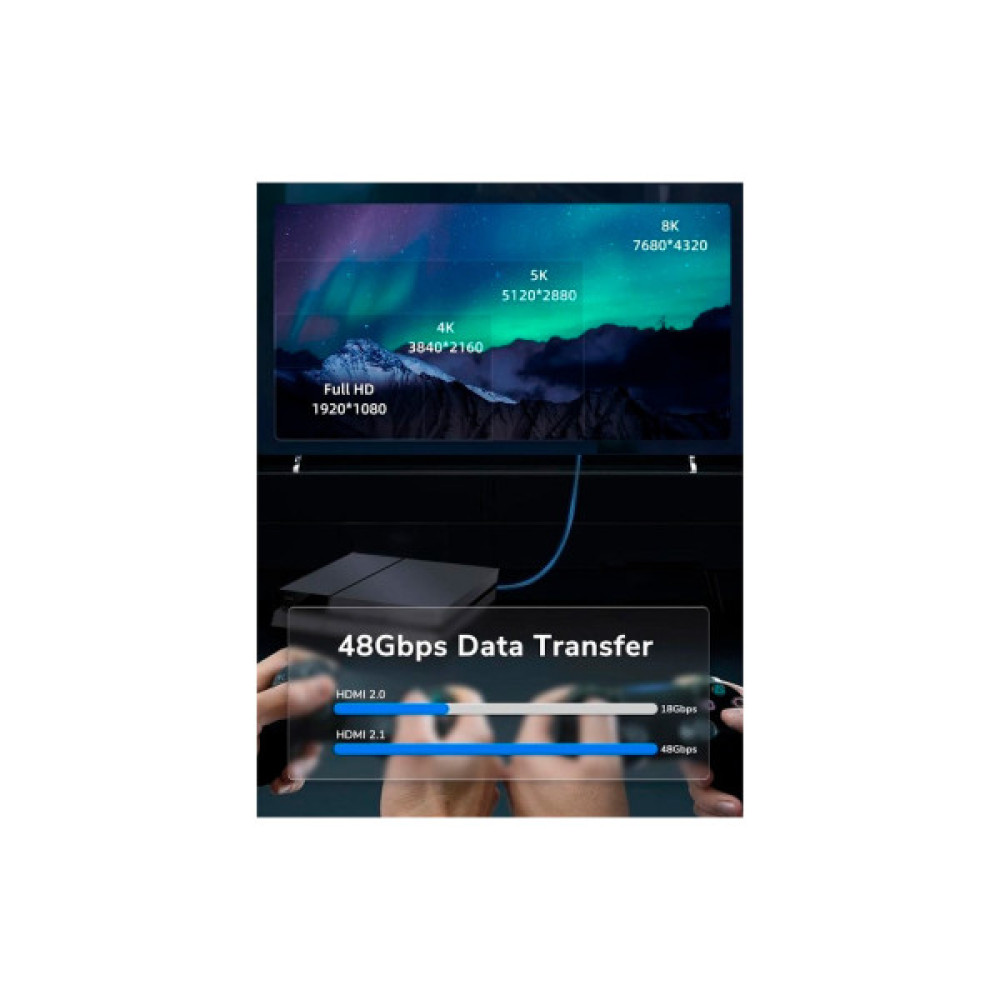 Кабель мультимедійний HDMI M to HDMI M 2.0m V2.1 Cabletime (CA914654)