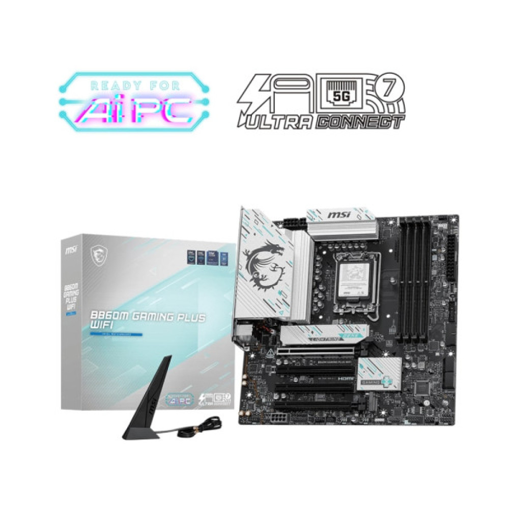 Материнcька плата MSI B860M GAMING PLUS WIFI s1851 B860 4xDDR5 M.2 HDMI DP WiFi BT mATX