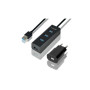 Концентратор AXAGON USB 3.1 to 4xUSB 3.0 1.2m + power adapter + cable USB to Micro 5P black (HUE-S2BP)