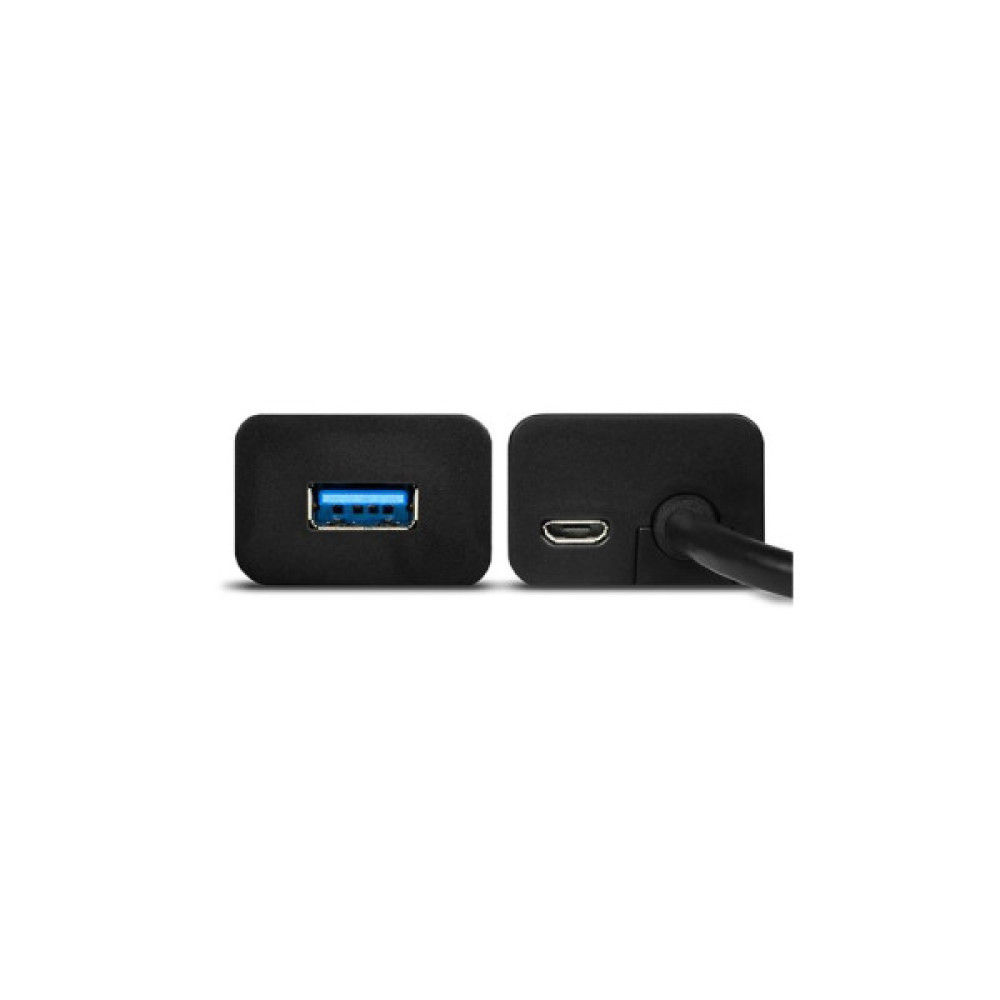 Концентратор AXAGON USB 3.1 to 4xUSB 3.0 1.2m + power adapter + cable USB to Micro 5P black (HUE-S2BP)