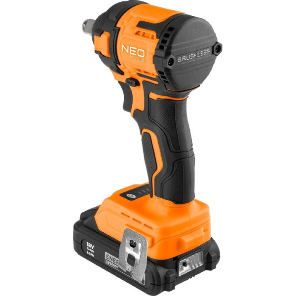 Гайковерт ударний Neo Tools Energy+ 18В безщітковий 2500об·хв 350Нм 1/2" 3 швидкості 1.1кг без АКБ та ЗП