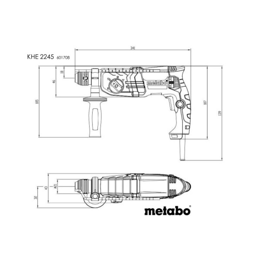 Перфоратор Metabo KHE 2245 SDS-plus 750Вт 2.2Дж 2.7кг