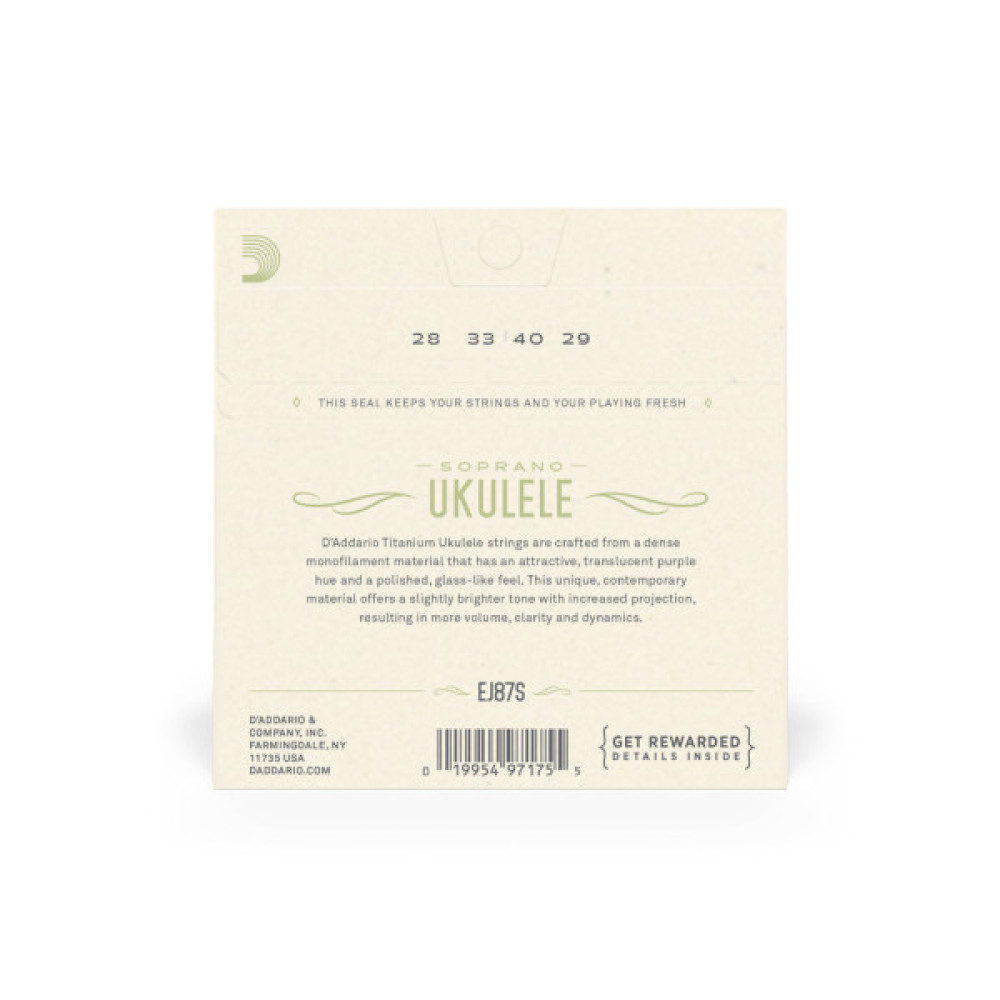 Струни для гітари D'Addario Titanium Ukulele Soprano (EJ87S)