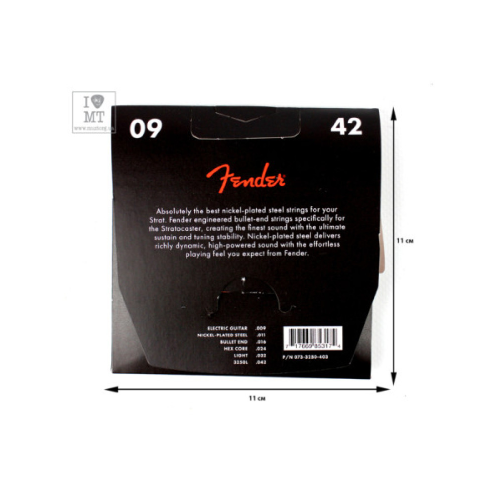 Струни для гітари Fender 3250L Super Bullets Nickel-Plated Guitar Strings (09-42) (A009841)